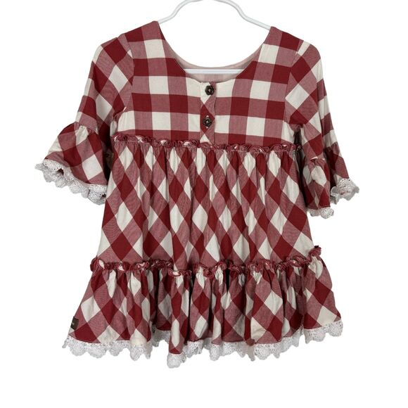 Matilda Jane White Red Checkered Peasant Dress Girls Size 2 - Picture 6 of 7